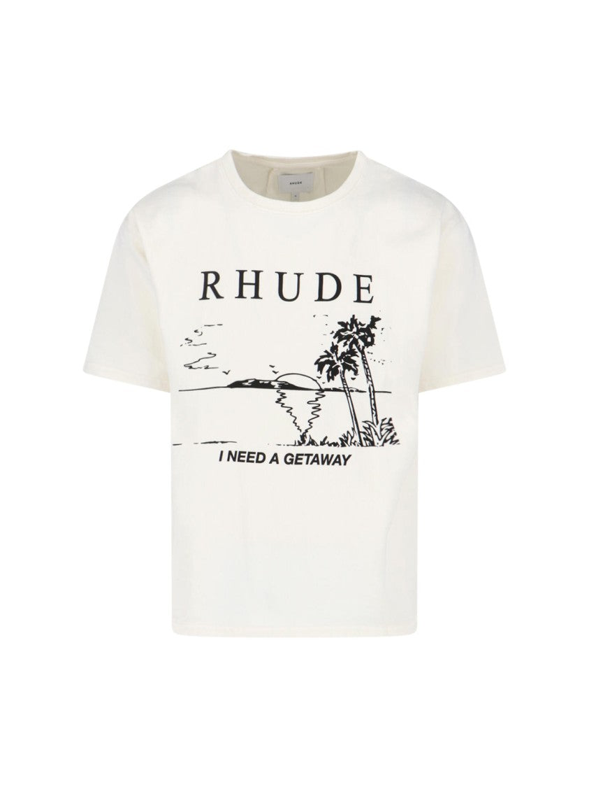 Rhude Minimalist White T-Shirt With Crew Neckline