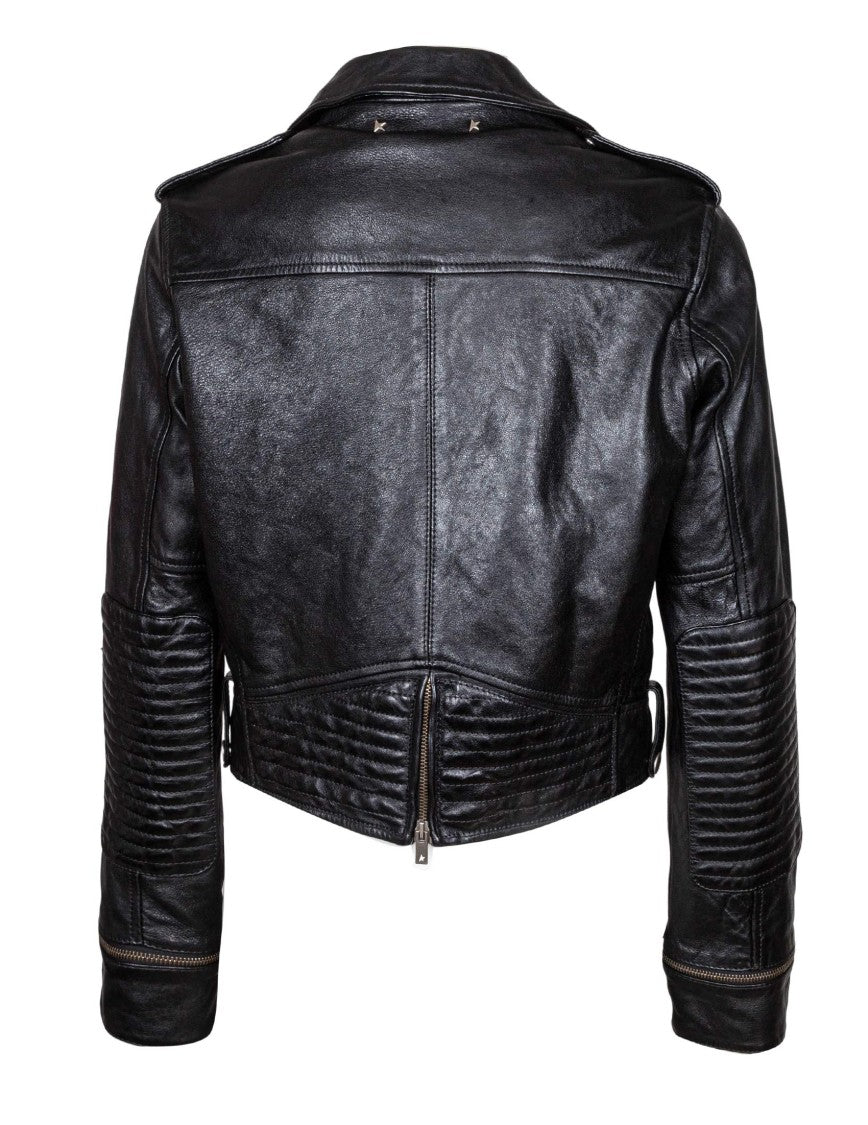 Golden Goose Leather Bike Jacket Color Black