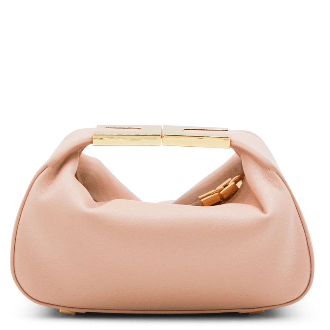 Elisabetta Franchi Nude Hobo Clutch With Gold-Tone Hardware