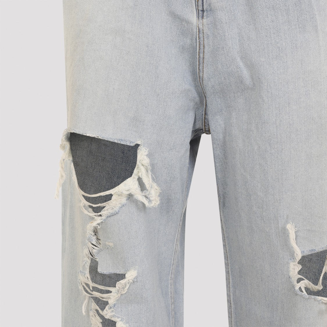 Balenciaga Light Wash Denim Trousers With Distressed Detailing