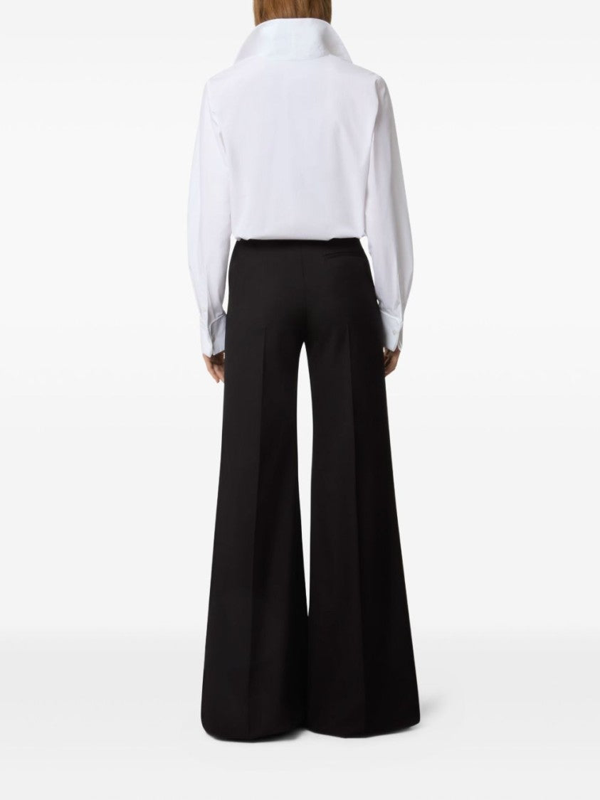 Nina Ricci Flared Tailored Trousers In Virgin Wool Gabardine