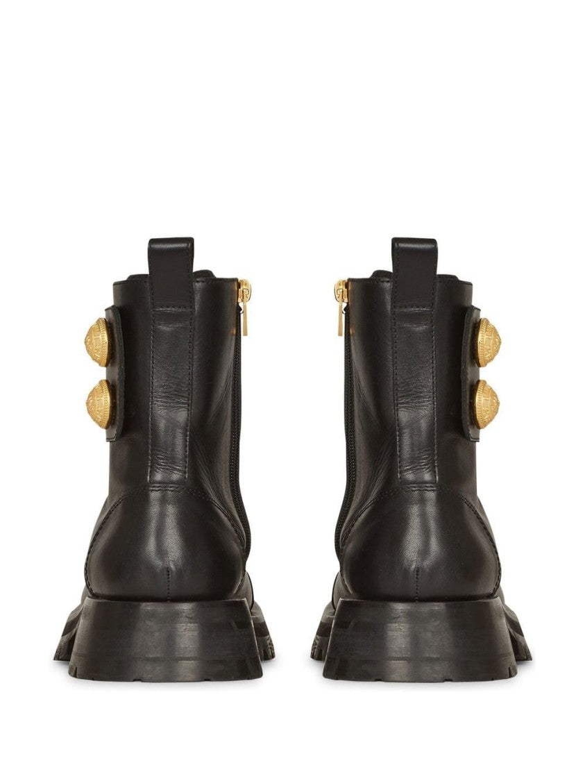 Balmain Ridged Leather Ankle Boots