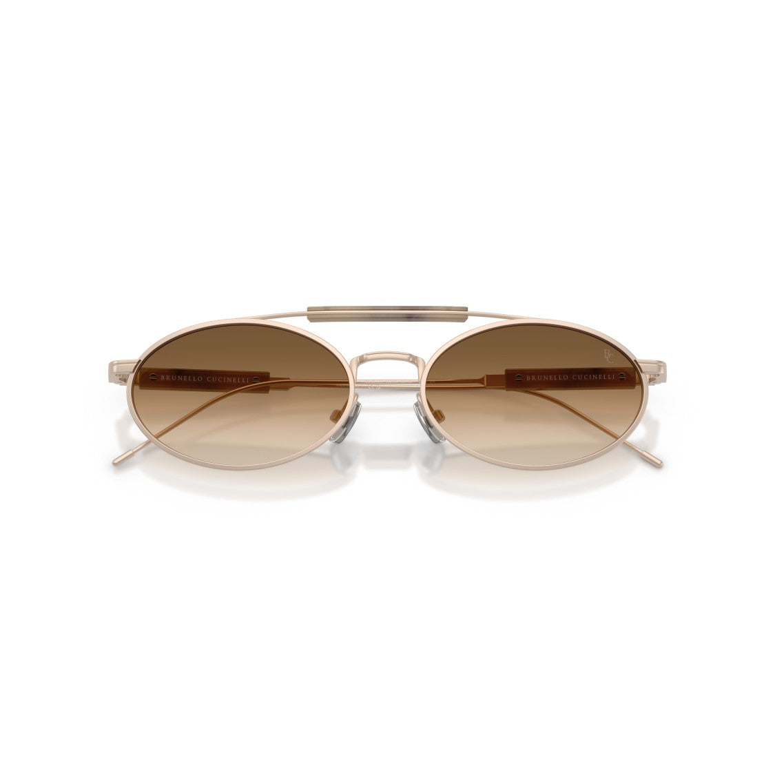 Brunello Cucinelli 0Bc2013st Oval Titanium Sunglasses With Gradient Brown Lenses