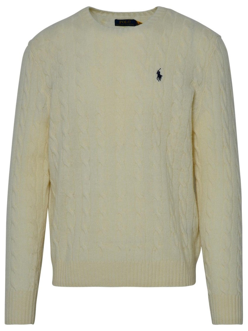 Polo Ralph Lauren Cream Pony Cable-Knit Wool Sweater