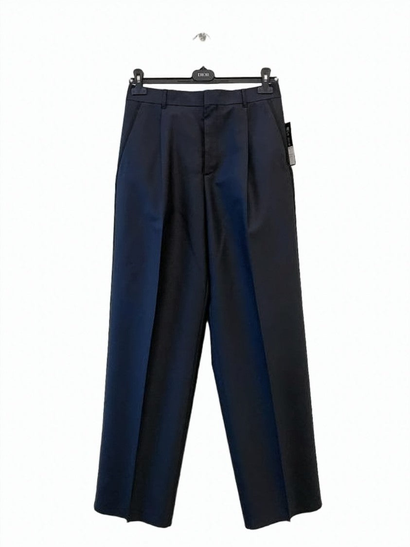 Dior Tailored Blue Wool-Mohair Suit Pants With Sleek Finish