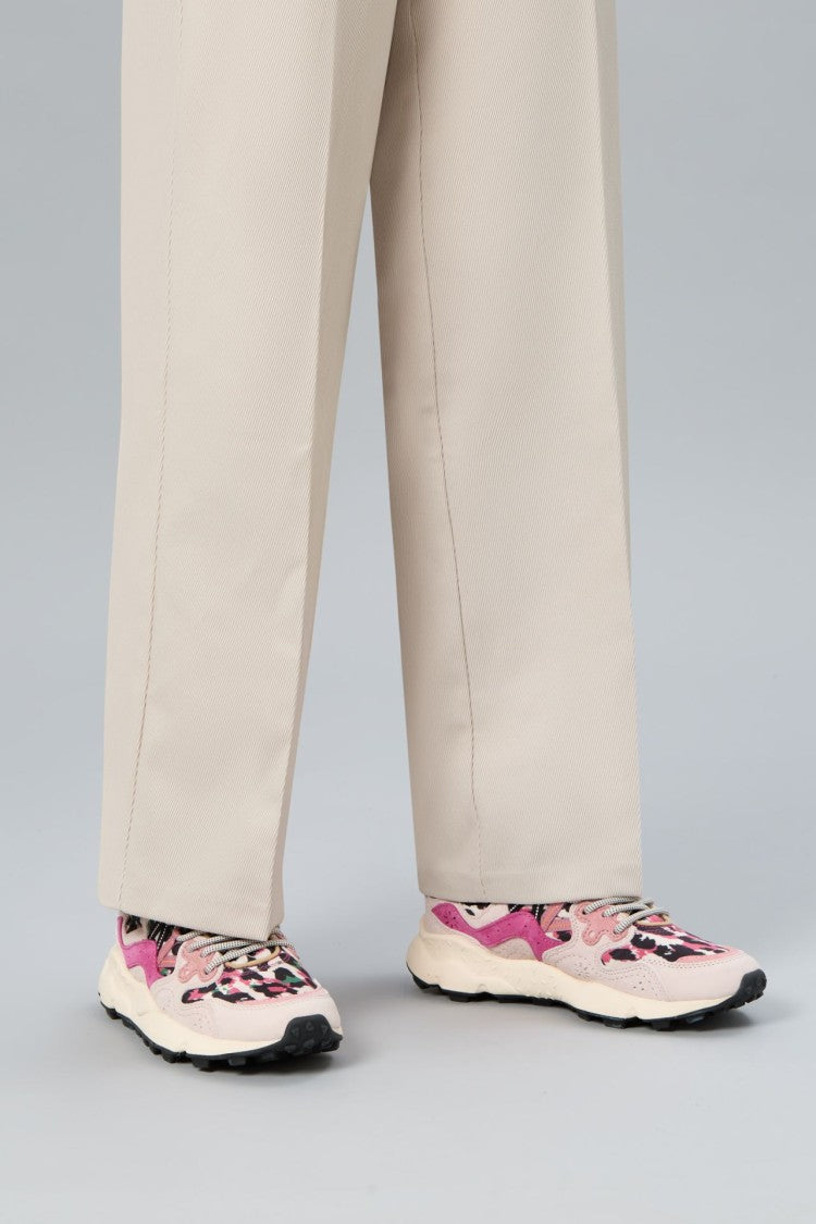 Flower Mountain Dynamic Pink And Cream Suede Sneakers