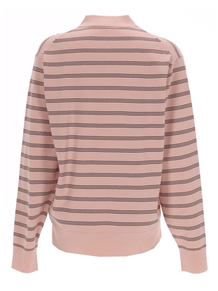 The Garment Pink Madison Viscose-Blend Striped Polo Shirt