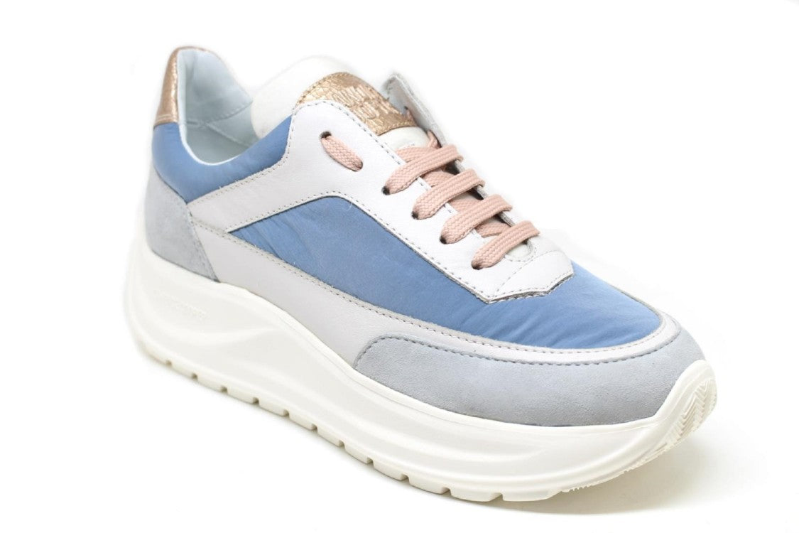Candice Cooper Gray-Blue Lace-Up Platform Leather Shoes