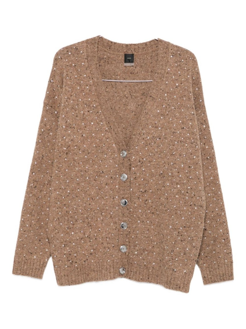 Pinko Camel Wool-Blend Sweater With V-Neckline