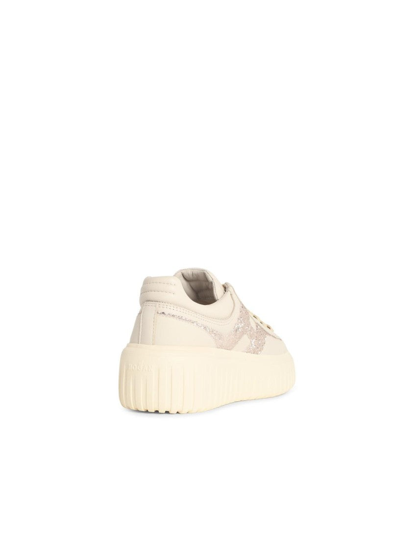 Hogan 'H-Stripes' White Leather Sneakers