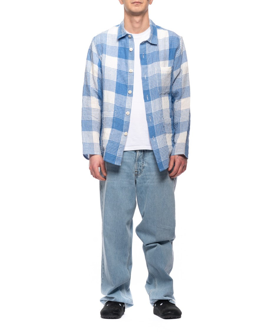 East Harbour Surplus Scottish Plaid French Collar Cotton-Blend Shirt