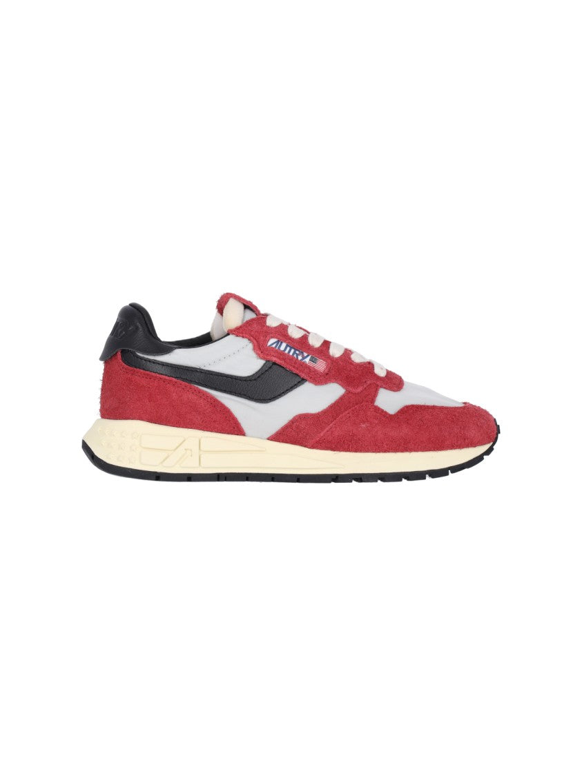 Autry Reelwind Low-Top Sneakers In Red Crackled Leather