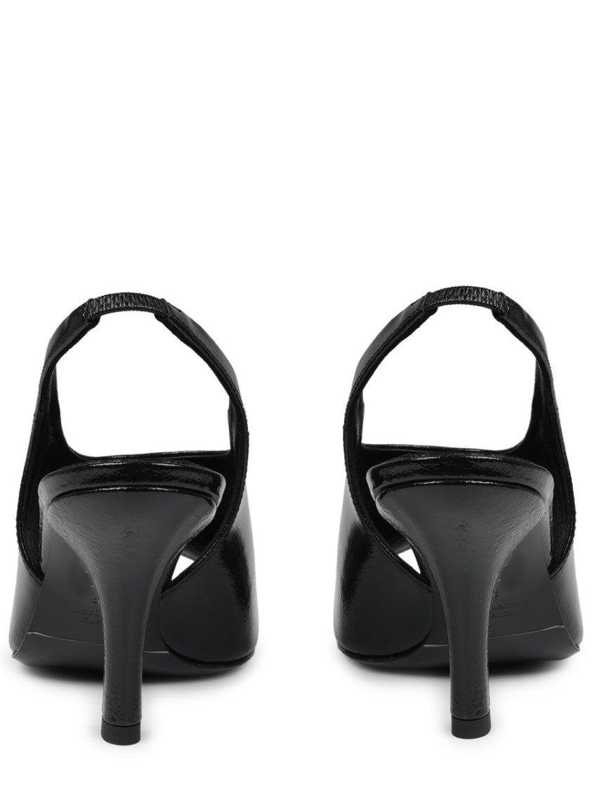Totême Contour Glossy Leather Slingback Sandals