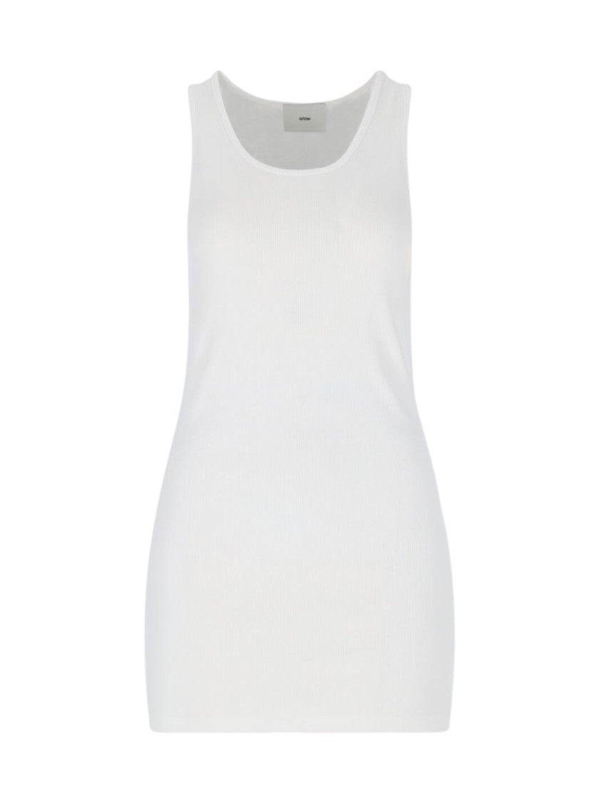 Setchu Ribbed Logo Mini Dress – White