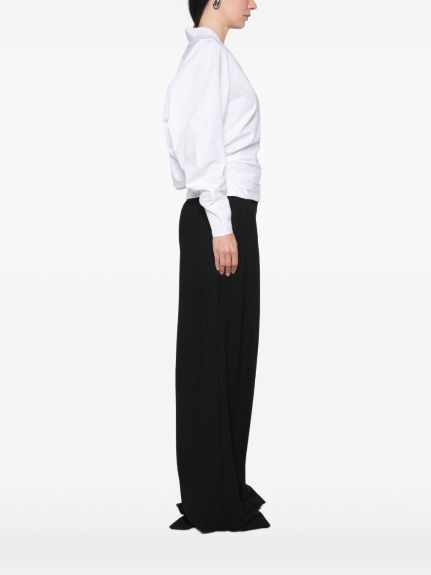 Jacquemus Deep V-Neck Gathered Voluminous Sleeve Top