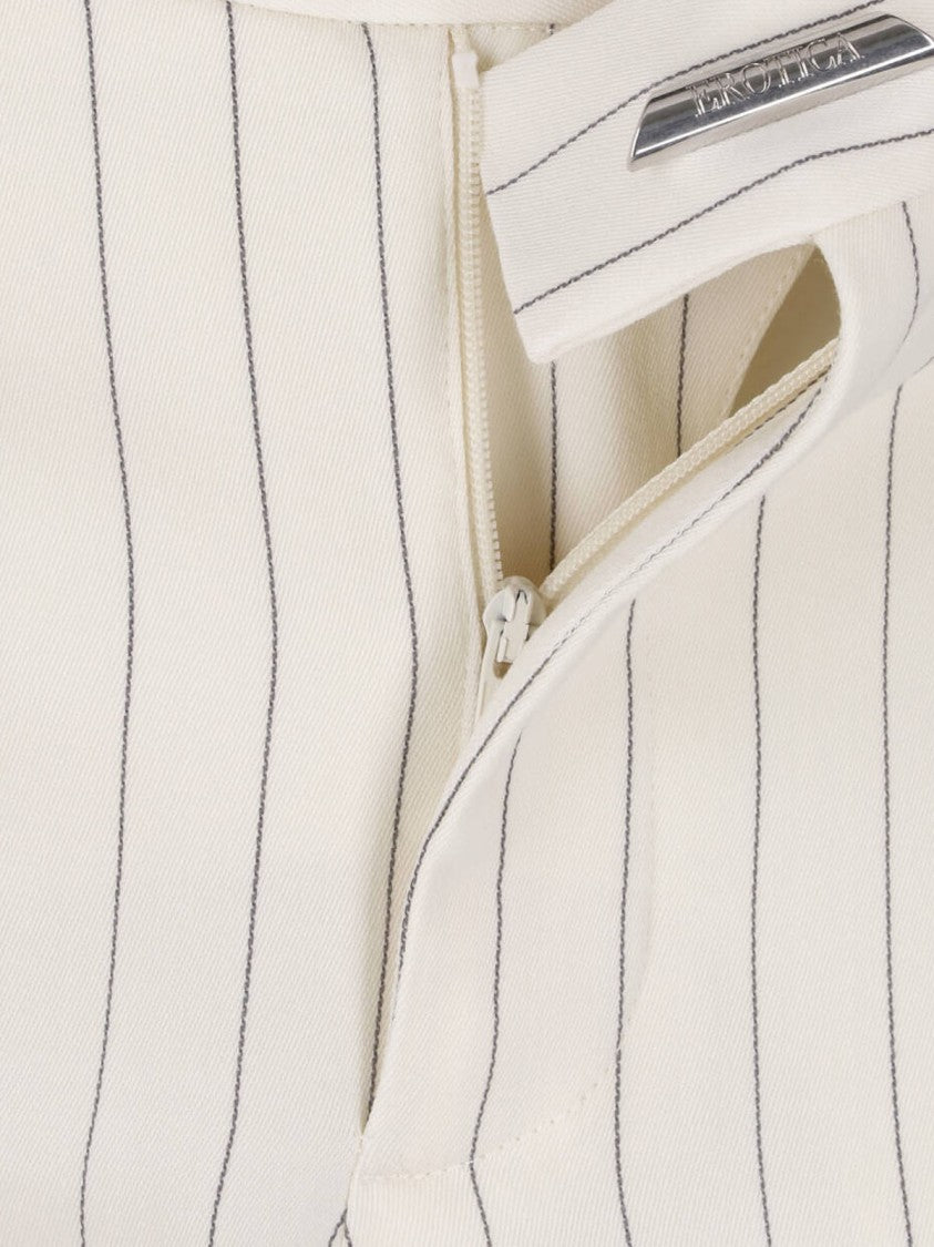 Dondup White Gessato Wool Pinstripe Bootcut Pants
