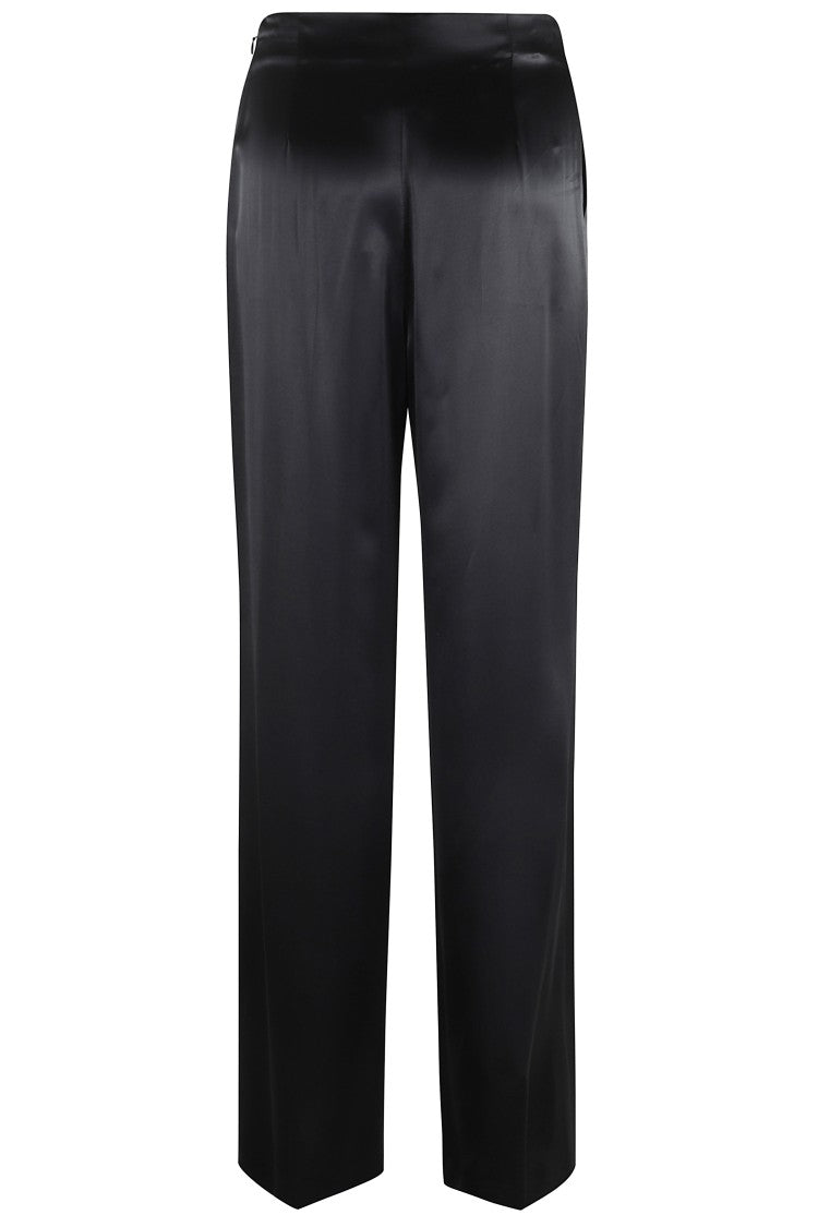 Alberta Ferretti High-Waisted Wide-Leg Trousers In Glossy Satin