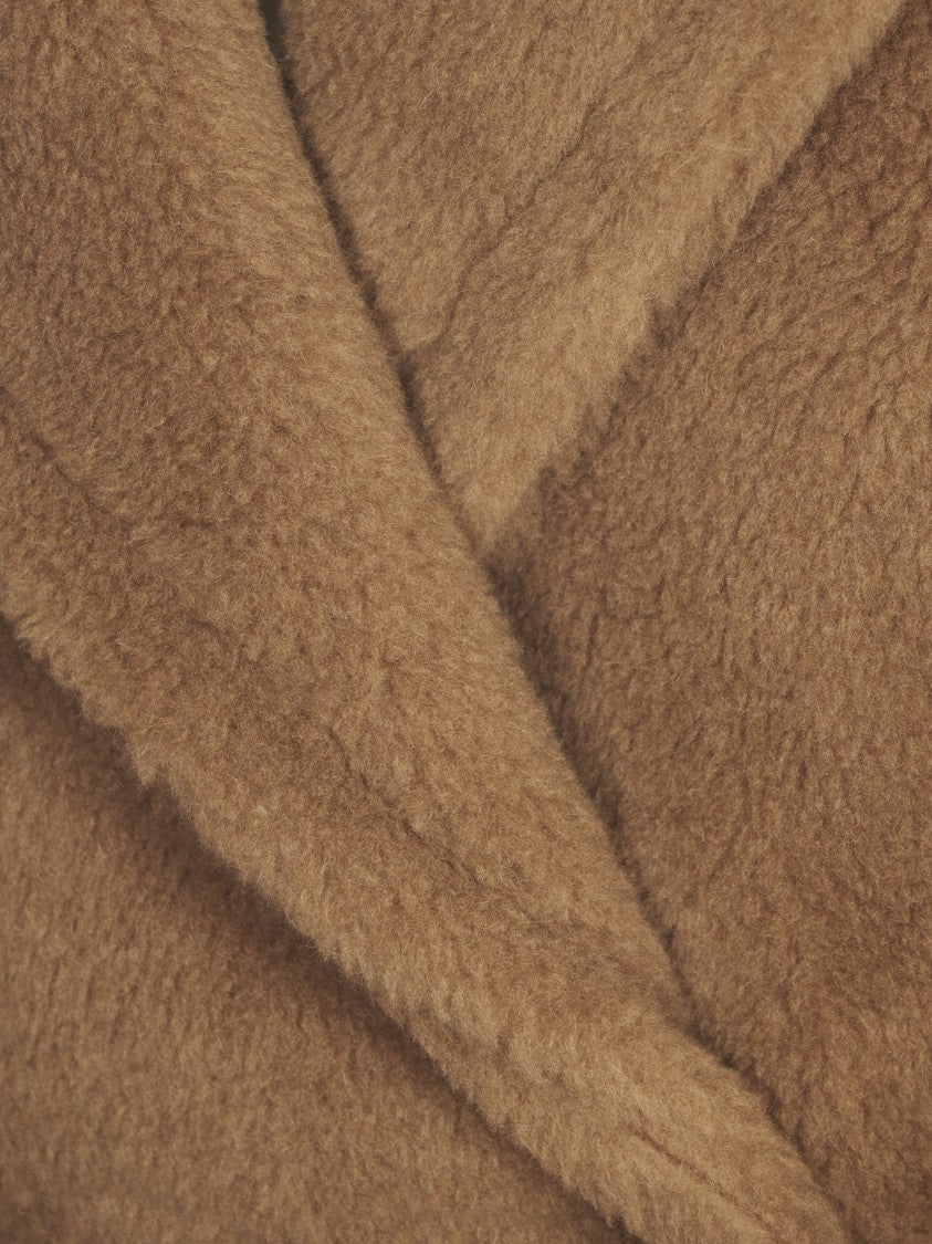 Max Mara Textured Camel Coat With Classic Lapel