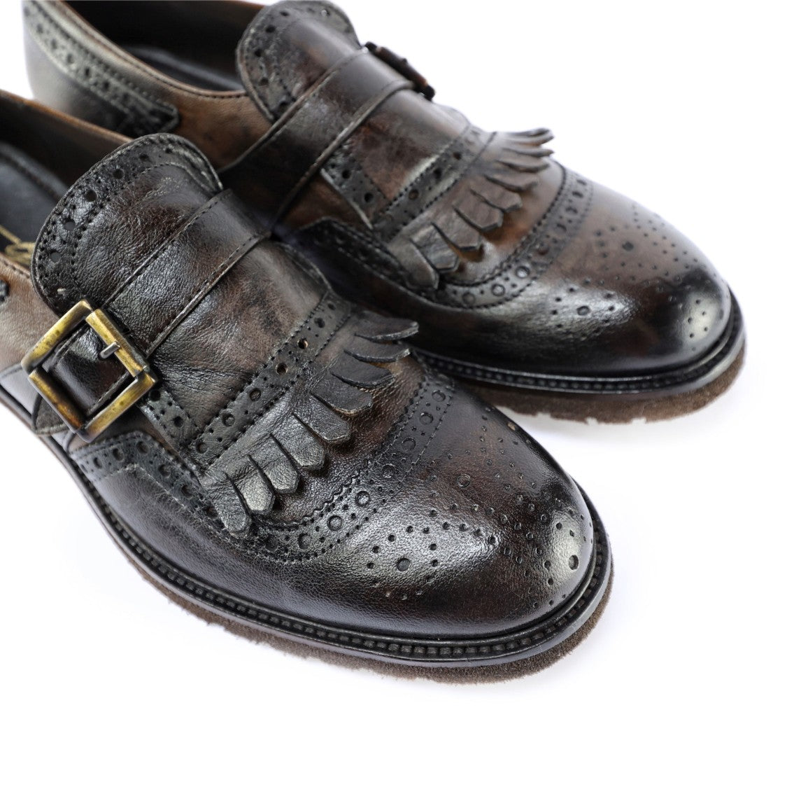 Ton Gout Brogue Detail Mocassino Lucas Shoes In Brown Montone