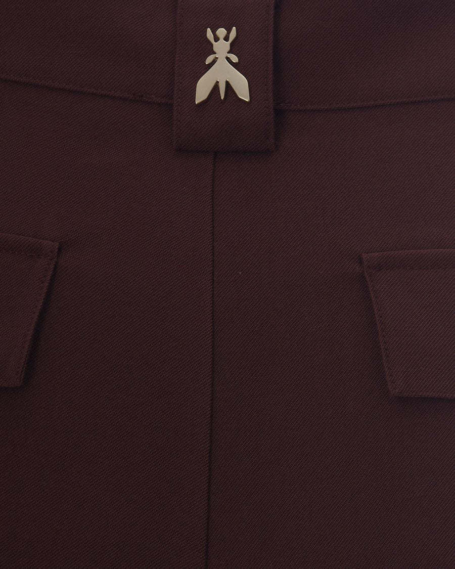 Patrizia Pepe Twill Viscose Straight-Leg Trousers With Decorative Strap