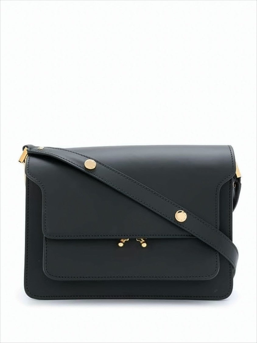Marni Structured Black Calf Leather Crossbody Bag