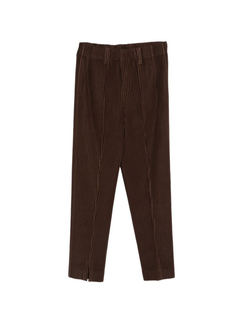 Homme Plissé Issey Miyake Textured Pleated Trousers With Straight-Leg Silhouette