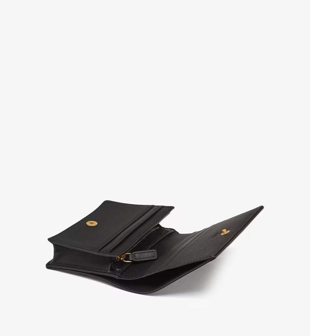 Mcm Embossed Leather Wallet With Laurel Wreath Detail