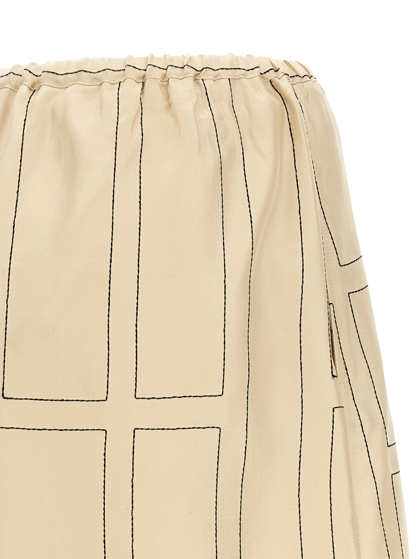 Totême Embroidered Silk Twill Pajama Shorts With Elastic Waistband