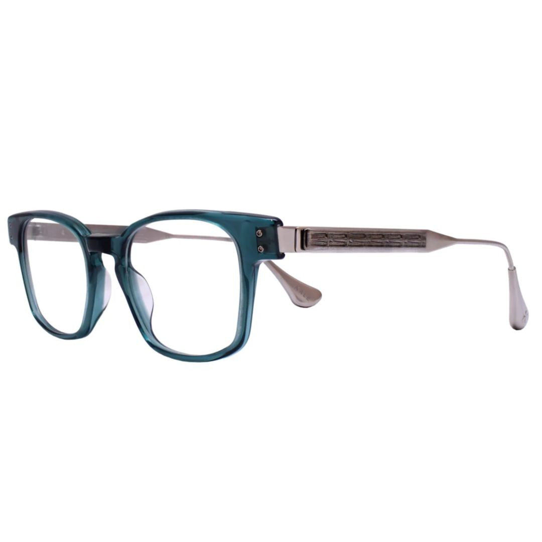 Pugnale N414 V Thomas Translucent Deep Teal Rectangular Frame Eyeglasses