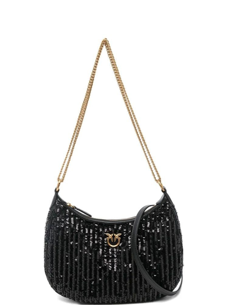 Pinko Crescent-Shaped Mini Shoulder Bag With Sequined Finish