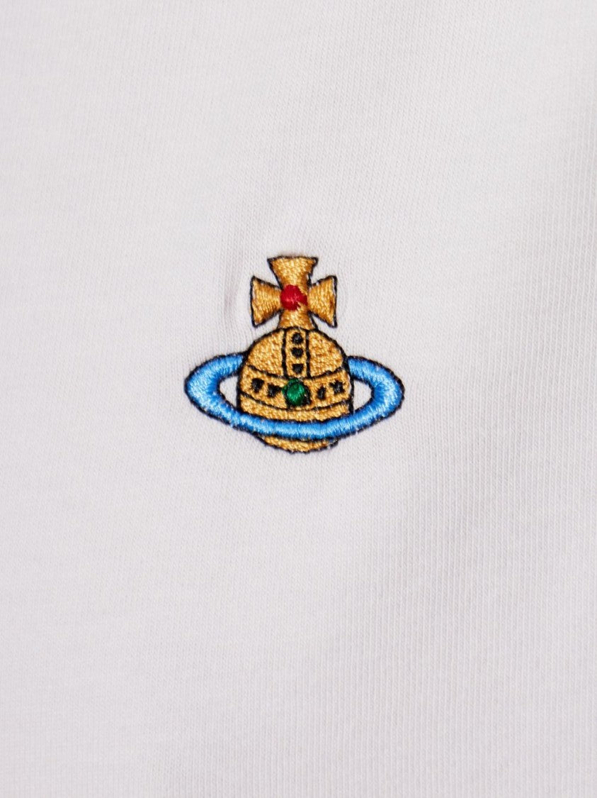Vivienne Westwood Off-White Embroidered Round Neck Short T-Shirt