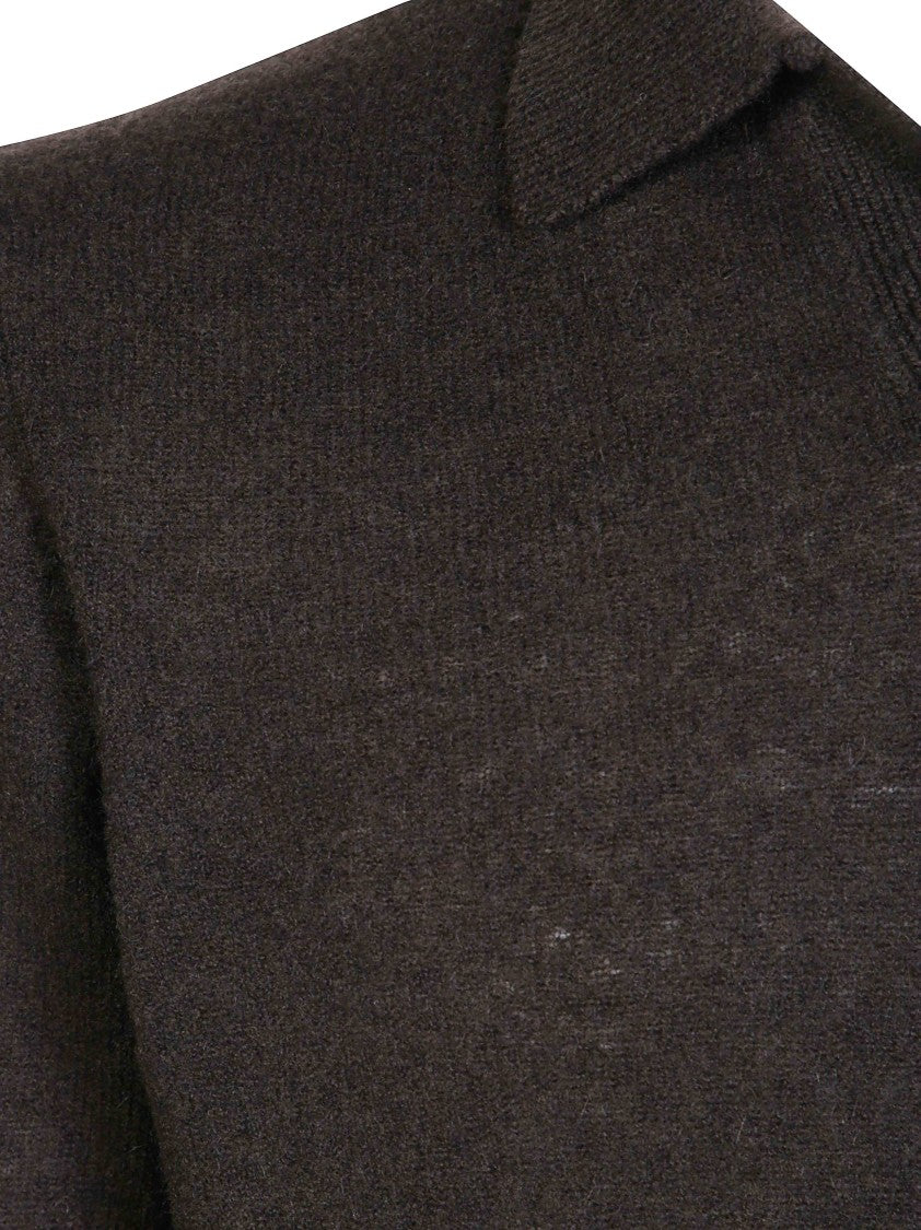 Altea Cashmere Merino Open Collar Knit Polo Shirt