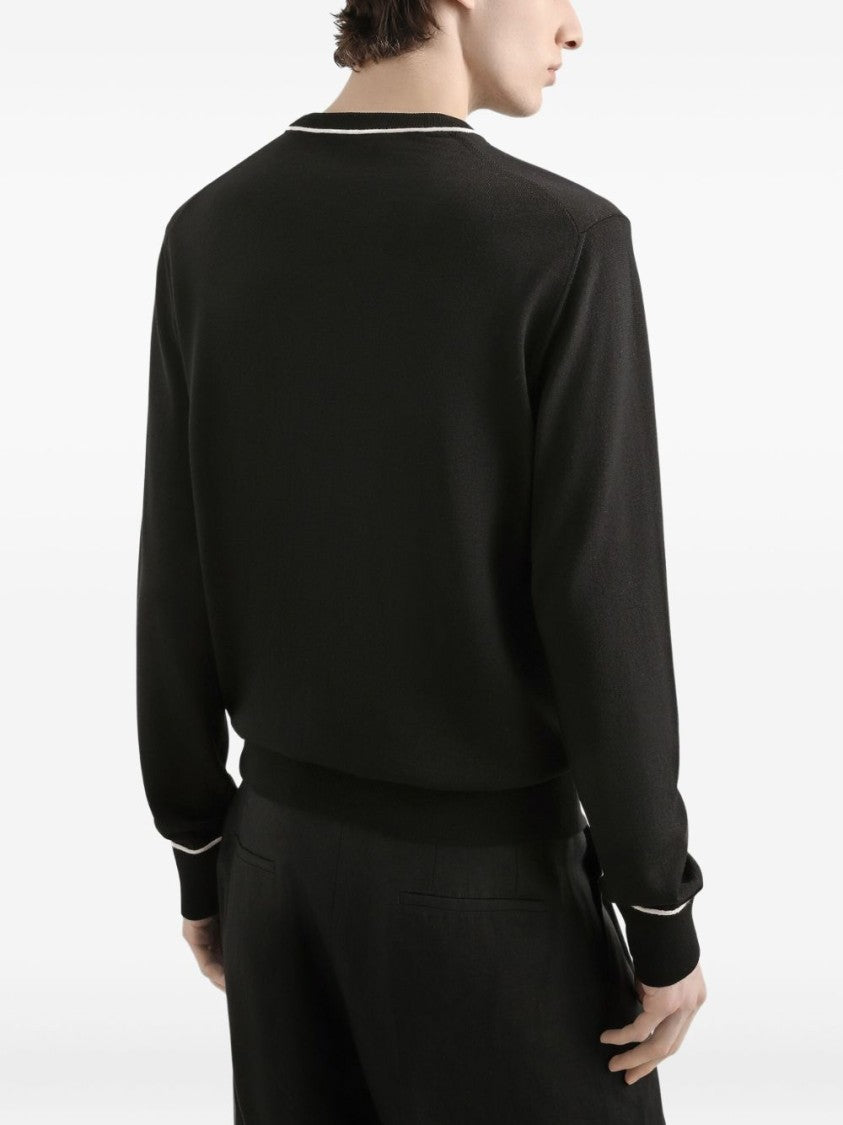Dolce & Gabbana Crew Neck Black Wool Sweater