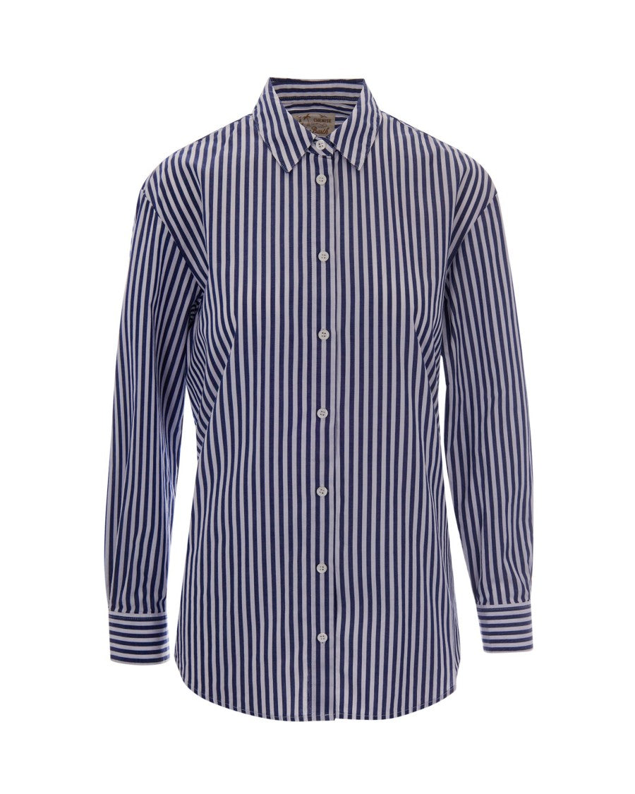 Mc2 Saint Barth Brigitte Oversized Cotton Poplin Shirt With Striped Pattern