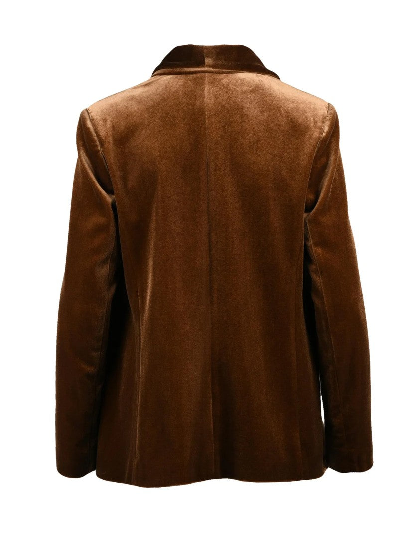 Black 961 Velvet Blazer With Open Front And Shawl Collar