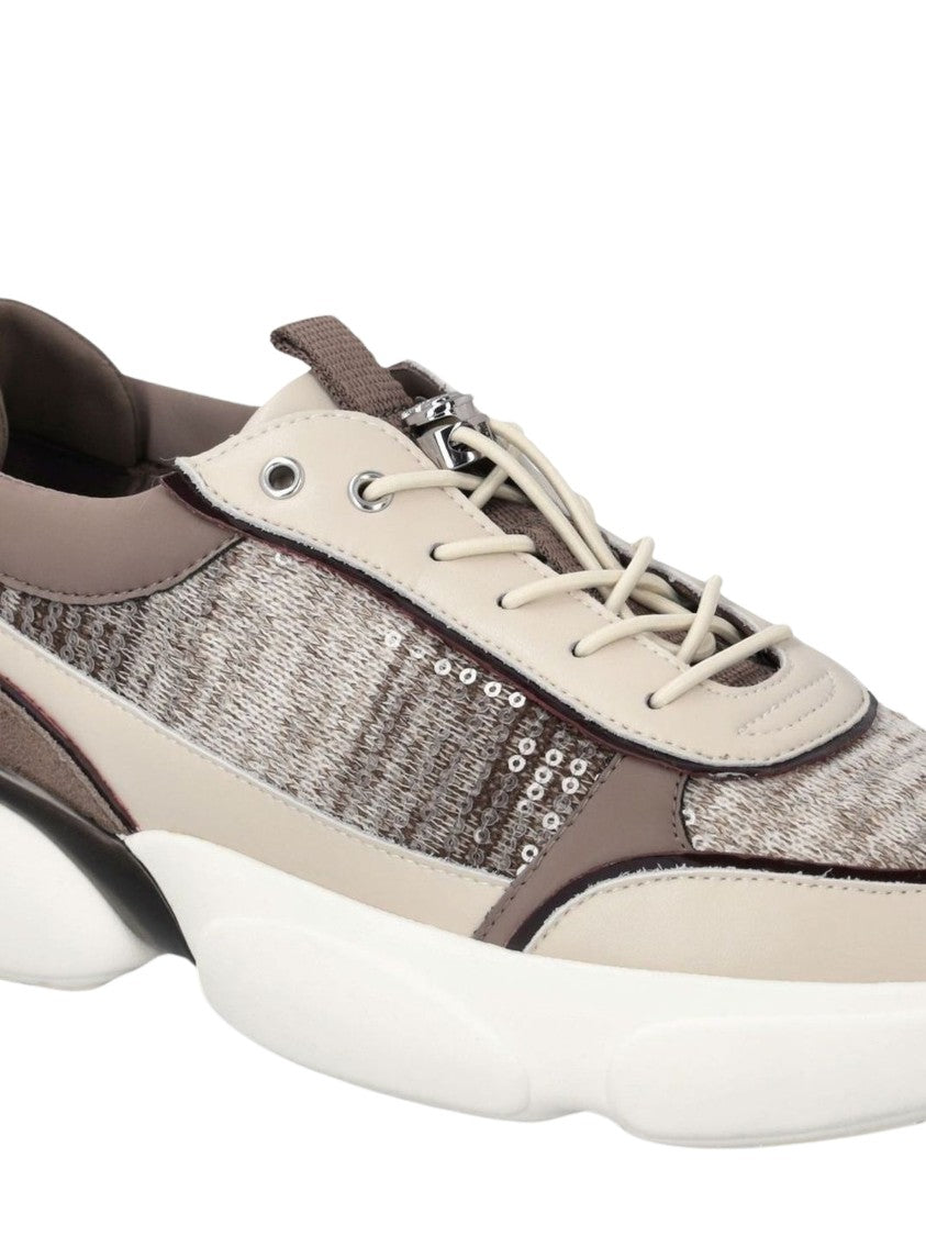 Pinko Alba 05 Chunky Sole Sequined Textured Fabrics Sneakers