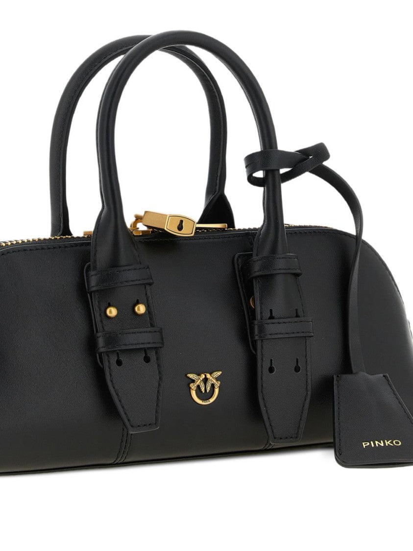 Pinko Black Structured Gold-Tone Hardware Handbag
