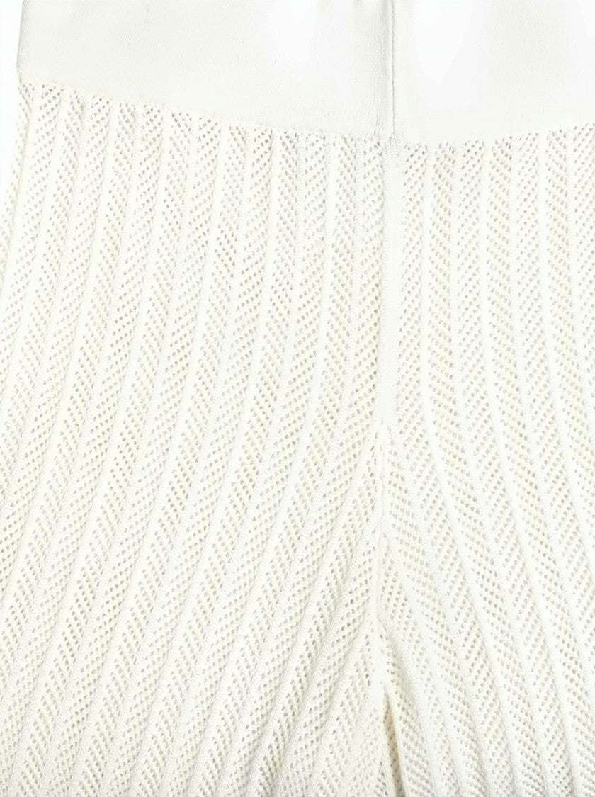 Alpha Studio High-Waisted Openwork Elastic Waistband Wide-Leg Pants