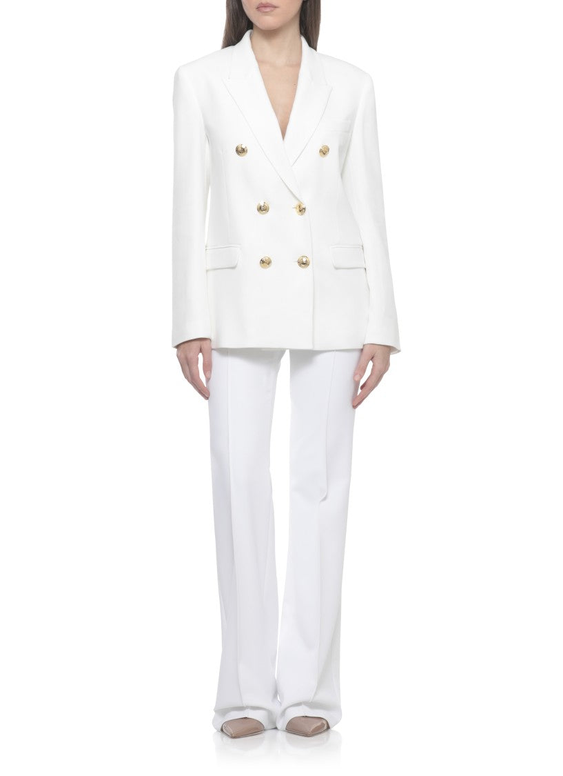 Elisabetta Franchi Ivory Viscose Double-Breasted Blazer