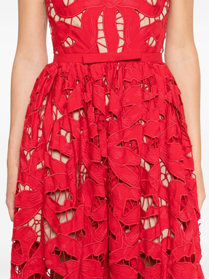 Self-Portrait Intricate Cut-Out Midi Dress With Removable Belt