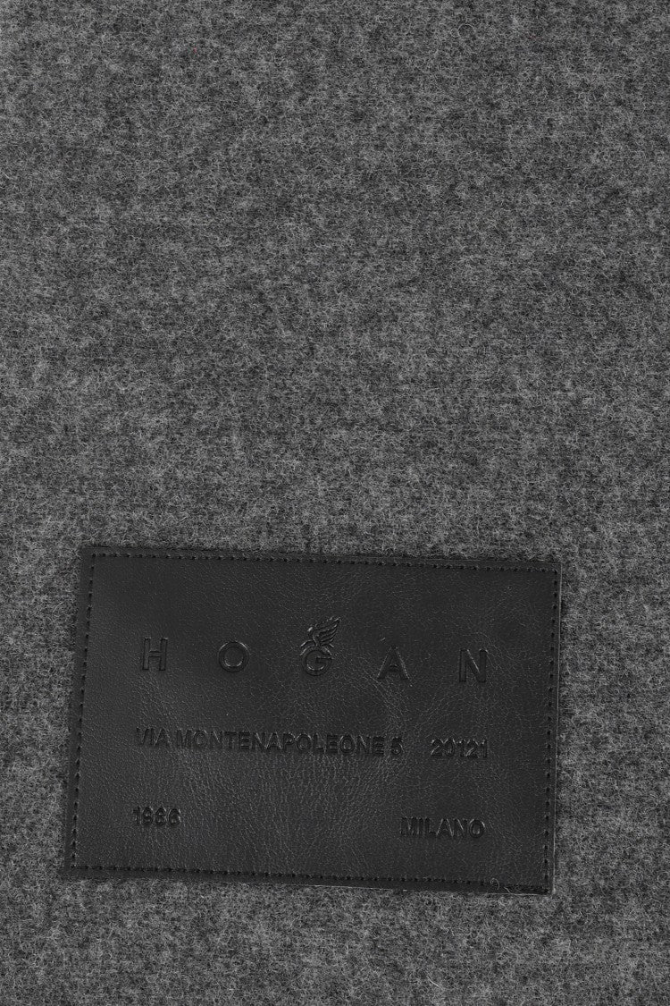 Hogan Fringed Wool Scarf With Subtle Logo Detailing