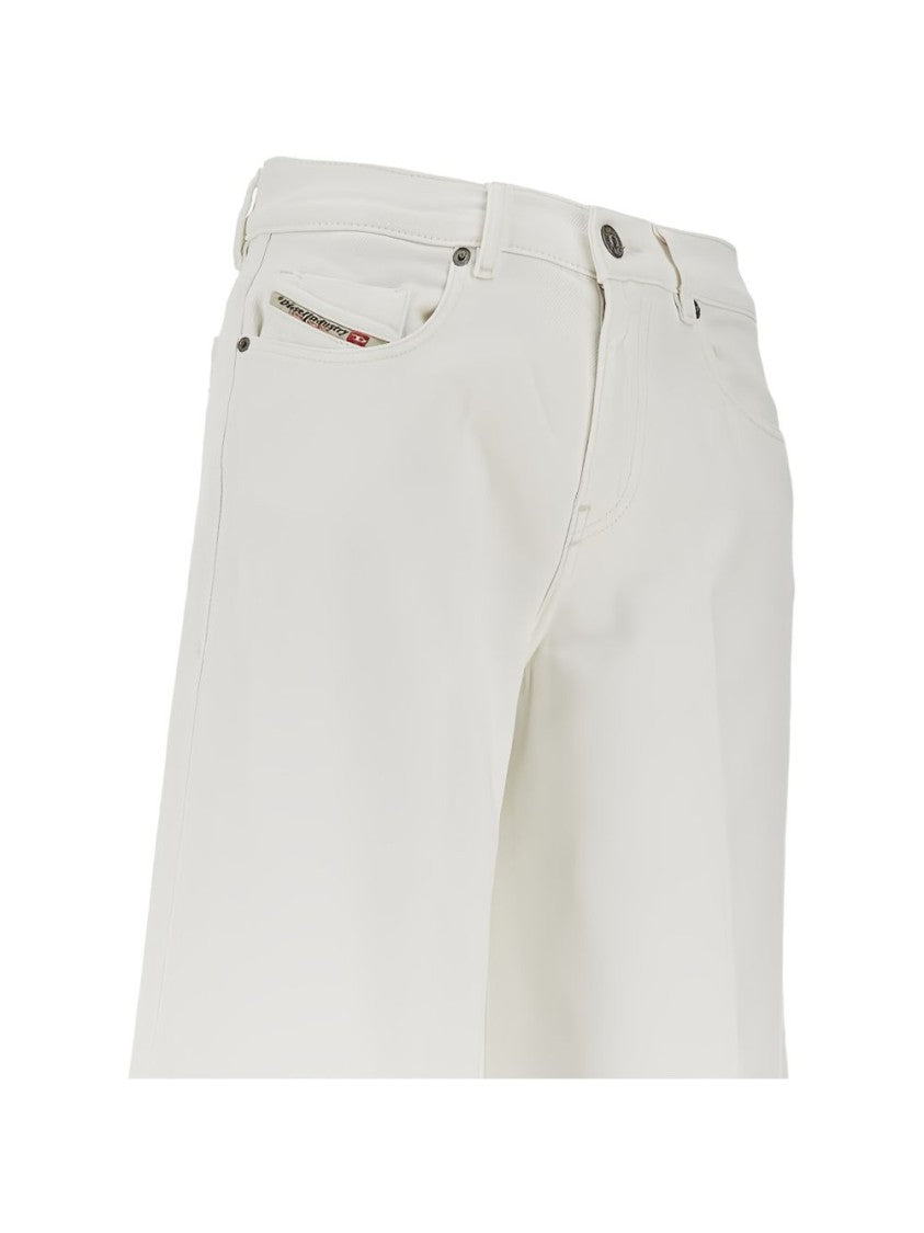 Diesel White Flared Leg Button Fly Jeans