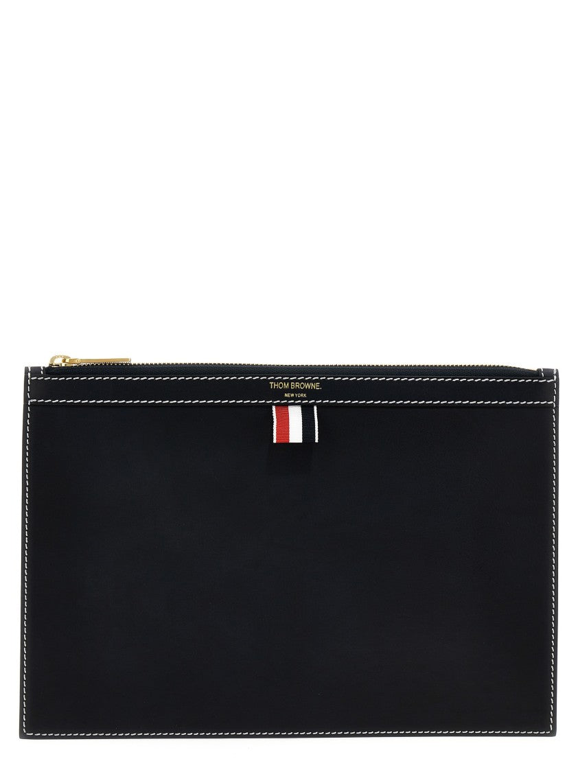 Thom Browne Small Document Pouch In Premium Calfskin Leather
