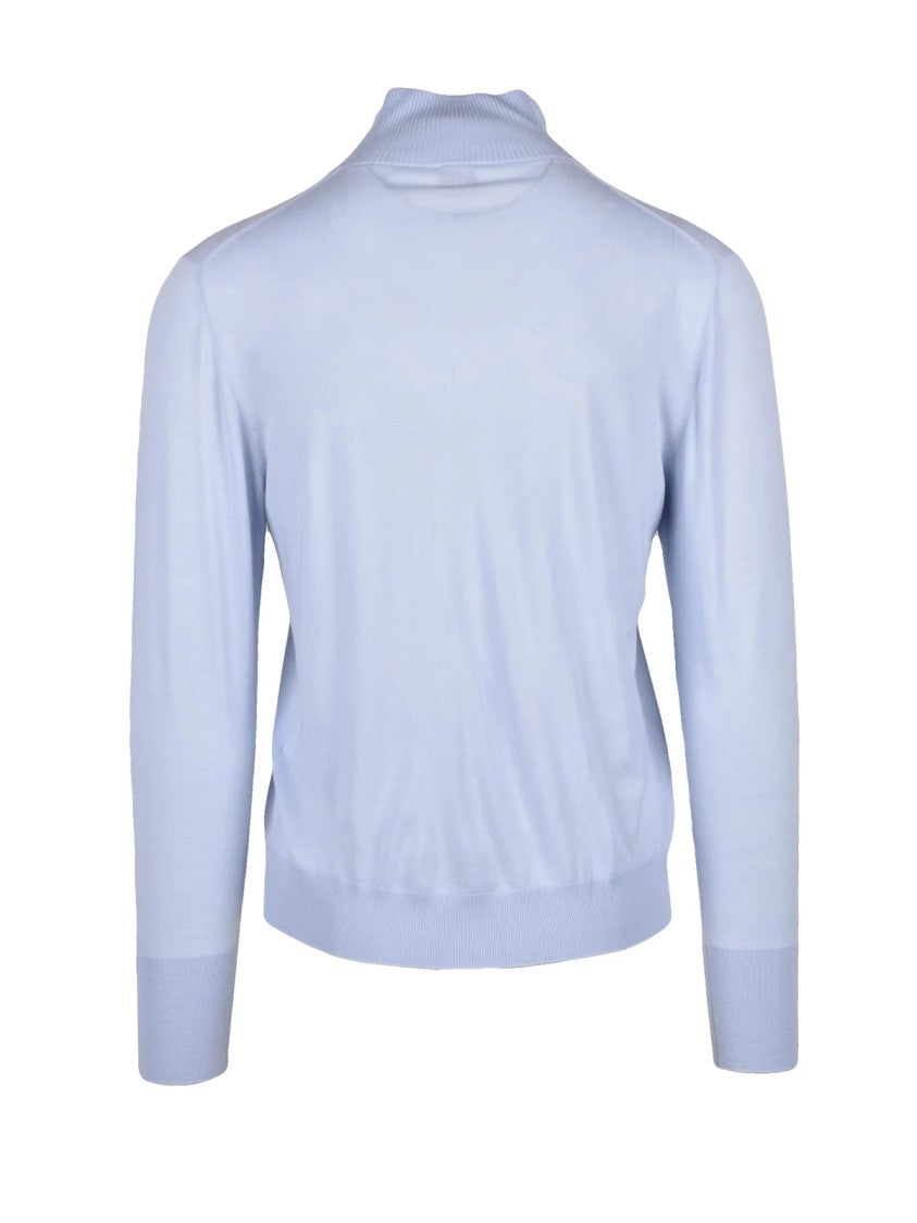 Eleventy Light Blue Wool Zip Cardigan