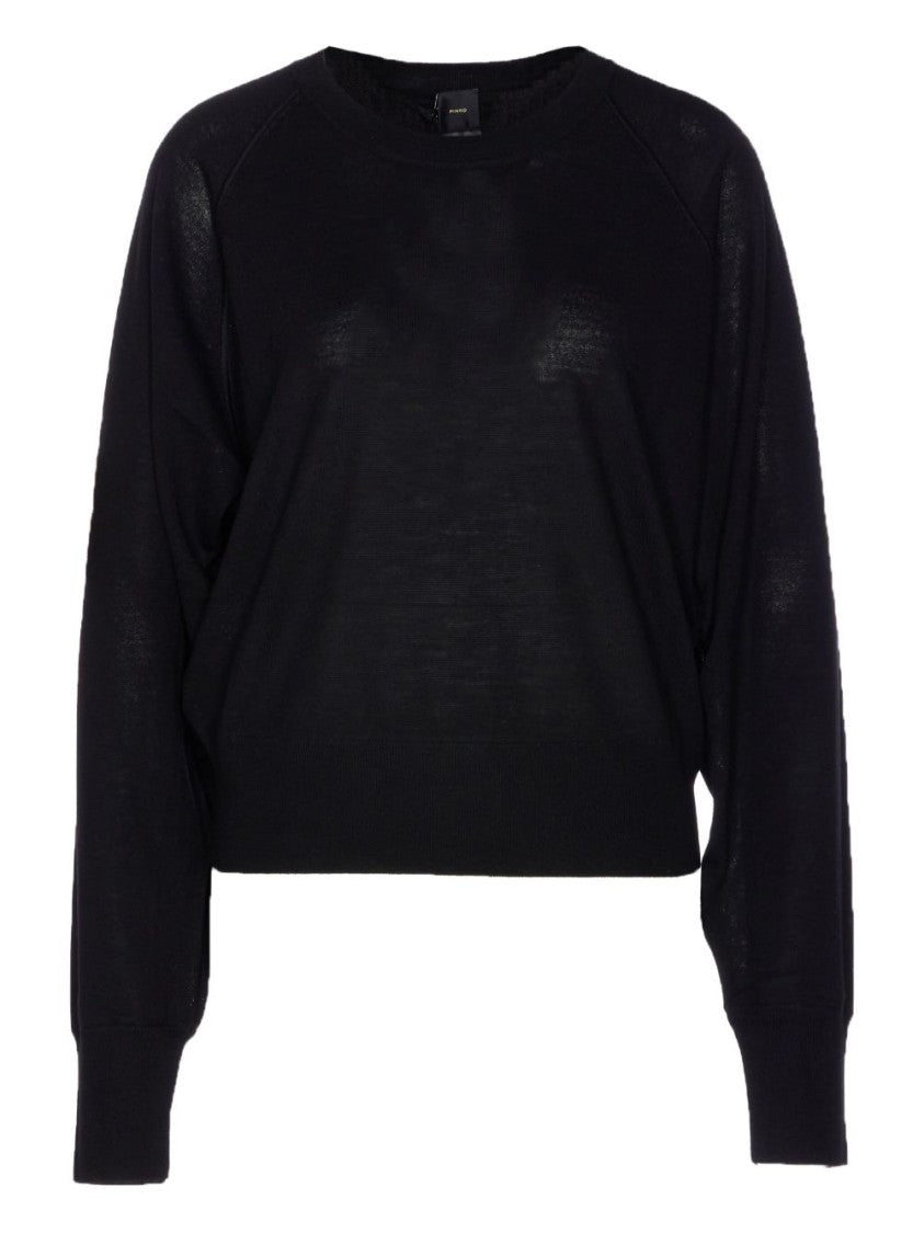 Pinko Relaxed-Fit Black Wool Sweater With Seam Detail