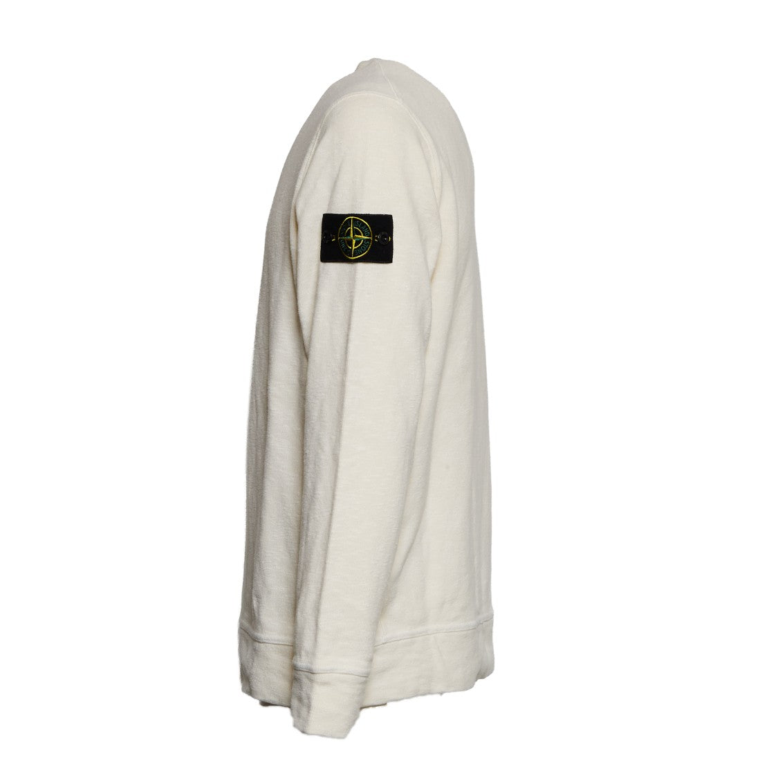 Stone Island Ivory Crewneck Sweatshirt With Iconic Patch Detail
