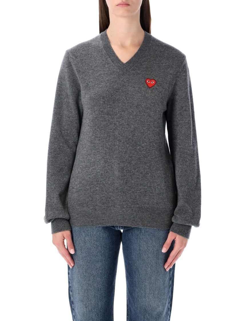 Comme Des Garçons Cuore Rosso V Neck Wool Sweater