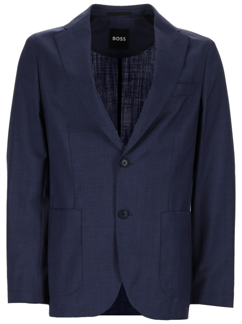 Boss Navy Virgin Wool Tailored Blazer