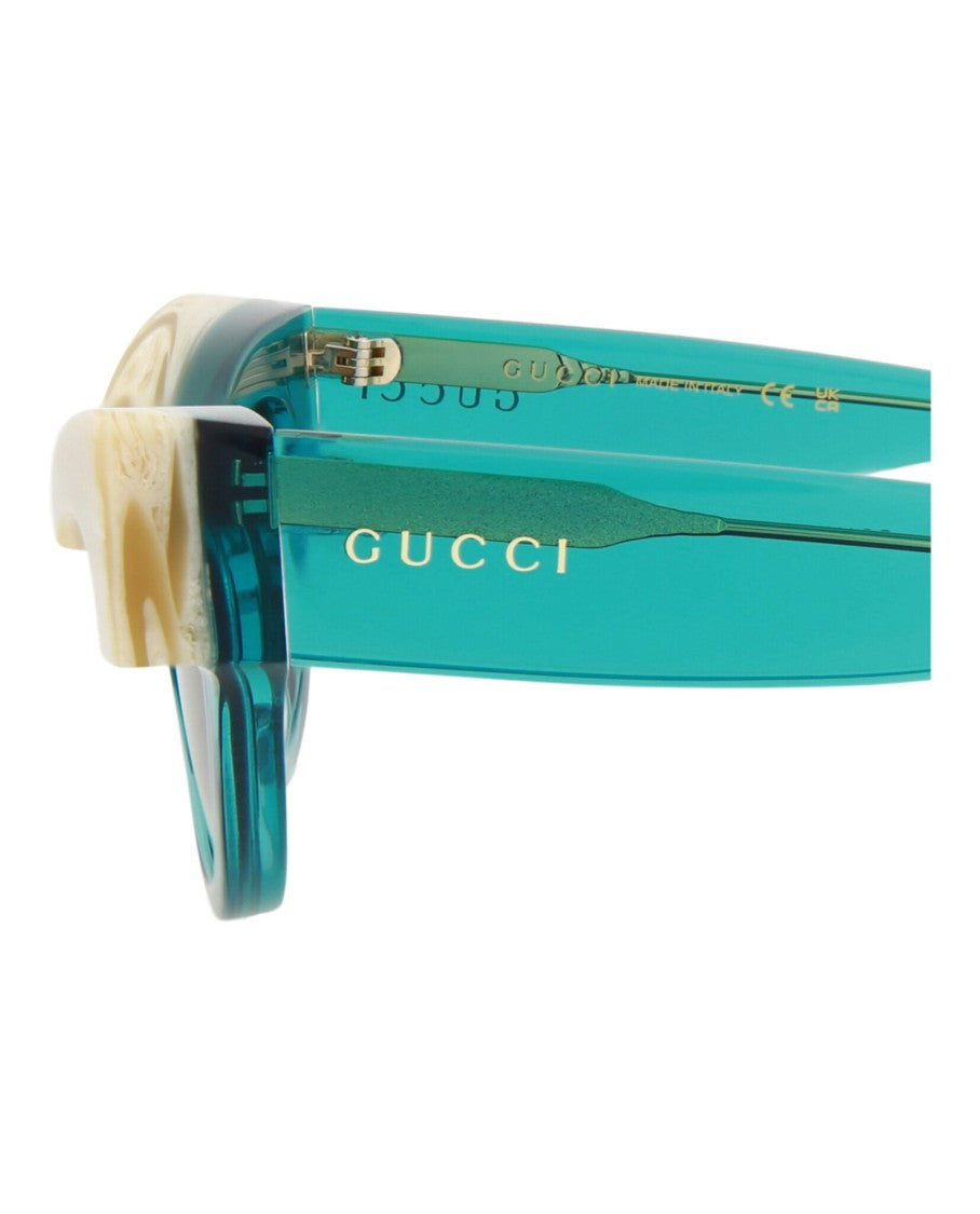Gucci Cat Eye-Frame Acetate Sunglasses With Turquoise