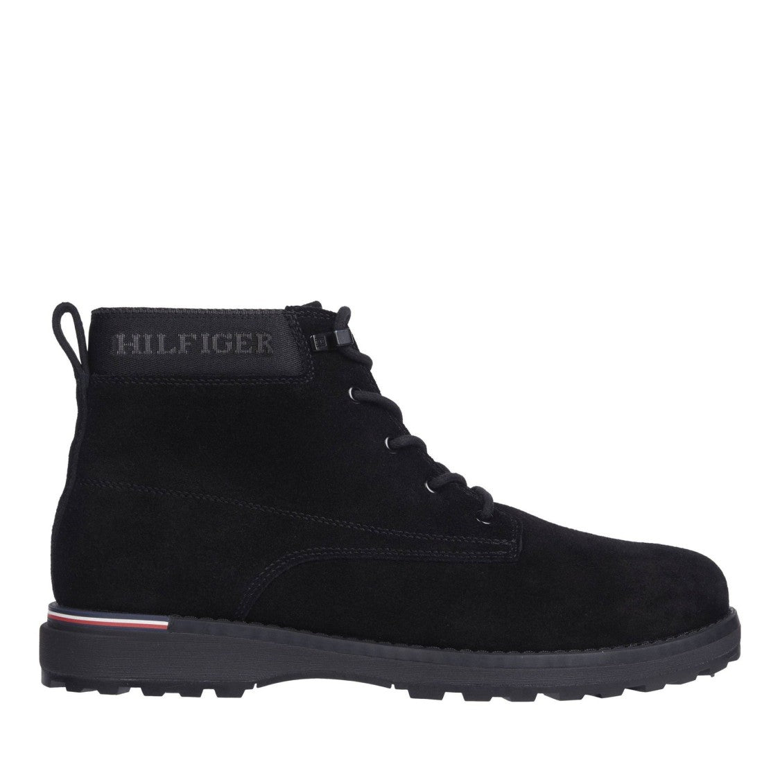 Tommy Hilfiger Black Treaded Sole Suede Leather Boots